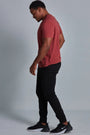 ONNO bamboo t-shirt in Brick, Golden is 6'0" and wearing size L.