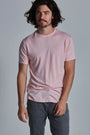 ONNO bamboo t-shirt in Pink, Nic is 5'11" and wearing size M.