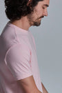 ONNO bamboo t-shirt in Pink, Nic is 5'11" and wearing size M.