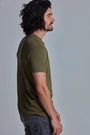 ONNO bamboo t-shirt in Cypress, Nic is 5'11" and wearing size M.