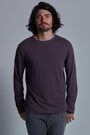 ONNO long sleeve bamboo t-shirt Dirty Purple Unpatched, Nic is 5'11" and wearing size M.