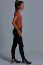 ONNO bamboo t-shirt in Rust Unpatched, Christina is 5'9" and wearing size S.