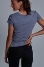 ONNO bamboo t-shirt in Stone Unpatched, Christina is 5'9" and wearing size S.