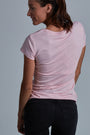ONNO bamboo t-shirt in Pink Unpatched, Christina is 5'9" and wearing size S.