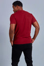 ONNO hemp t-shirt in Cardinal, Golden is 6'0" and wearing size L.