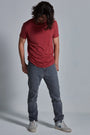 ONNO lyocell bamboo t-shirt in Brick, Nic is 5'11" and wearing size M.