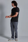 ONNO lyocell bamboo t-shirt in Black, Nic is 5'11" and wearing size M.