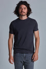 ONNO lyocell bamboo t-shirt in Charcoal Blue, Nic is 5'11" and wearing size M.