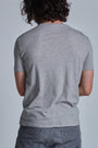 ONNO organic cotton t-shirt in Heathered Granite Unpatched, Nic is 5'11" and wearing size M.