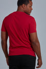 ONNO organic cotton t-shirt in Earth Red Unpatched, Golden is 6'0" and wearing size L