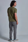 ONNO organic cotton t-shirt in Cypress, Nic is 5'11" and wearing size M.