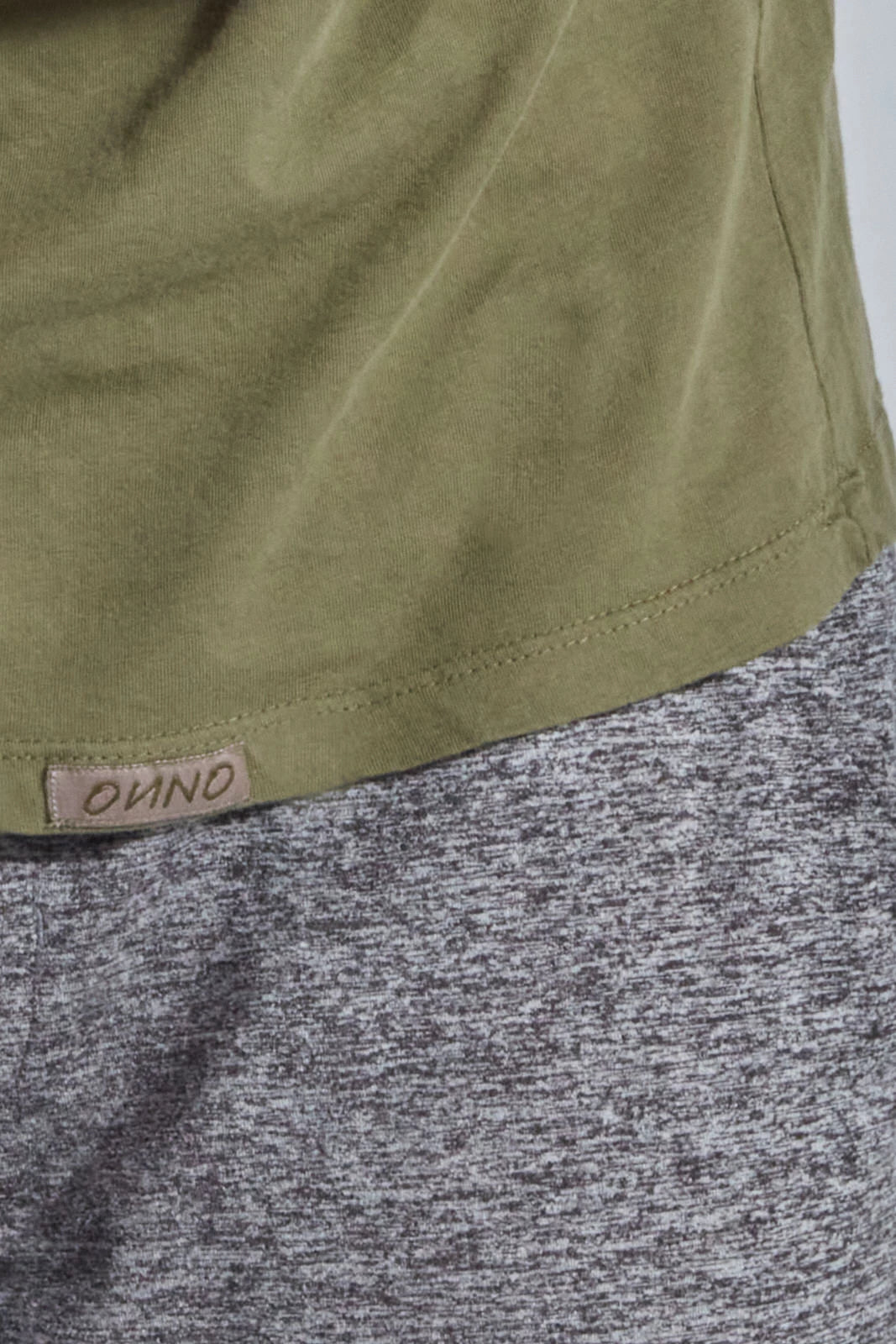 ONNO organic cotton t-shirt in Cypress, Nic is 5'11" and wearing size M.