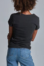 ONNO organic cotton t-shirt in Heathered Basalt, Sage is 5'7" and wearing size XS.