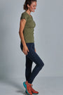 ONNO organic cotton t-shirt in Cypress, Christina is 5'9" and wearing size S.