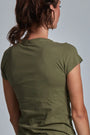 ONNO organic cotton t-shirt in Cypress, Christina is 5'9" and wearing size S.