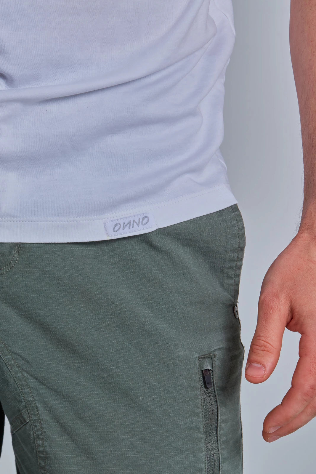 ONNO pima cotton t-shirt in White, Nic is 5'11" and wearing size M.