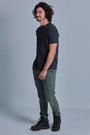 ONNO pima cotton t-shirt in Heathered Basalt, Nic is 5'11" and wearing size M.
