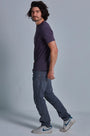 ONNO pima cotton t-shirt in Dirty Purple, Nic is 5'11" and wearing size M.