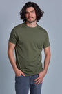 ONNO pima cotton t-shirt in Cypress, Nic is 5'11" and wearing size M.