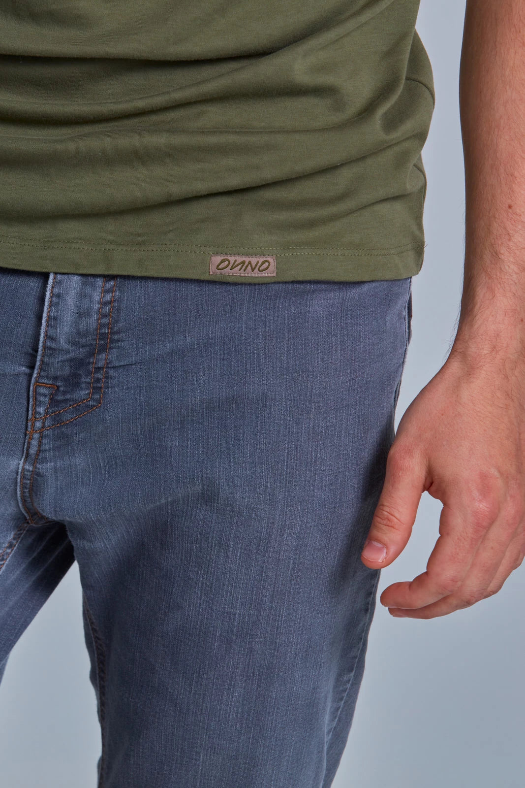 ONNO pima cotton t-shirt in Cypress, Nic is 5'11" and wearing size M.